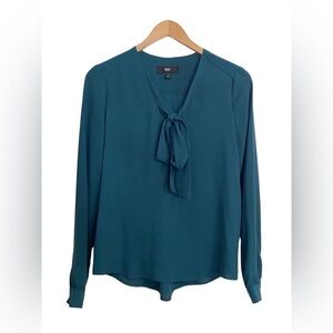 MOSSIMO Teal Sheer Tie Blouse l Long Sleeve Blouse l Women’s Size S/P